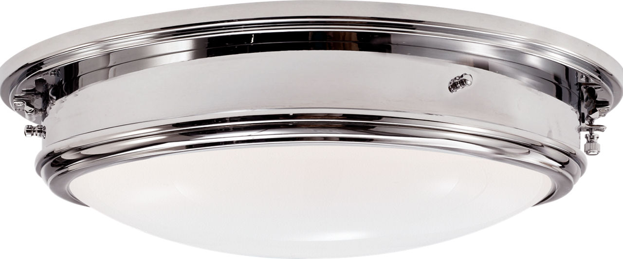 Marine Porthole Large Flush Mount in Polished Nickel with White Glass