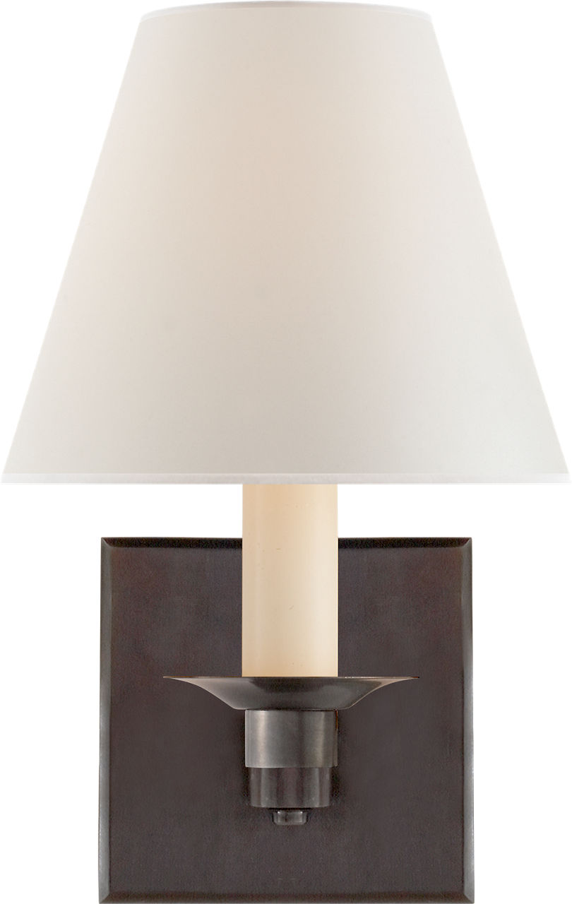 Evans Single Arm Sconce in Bronze with Percale Shade