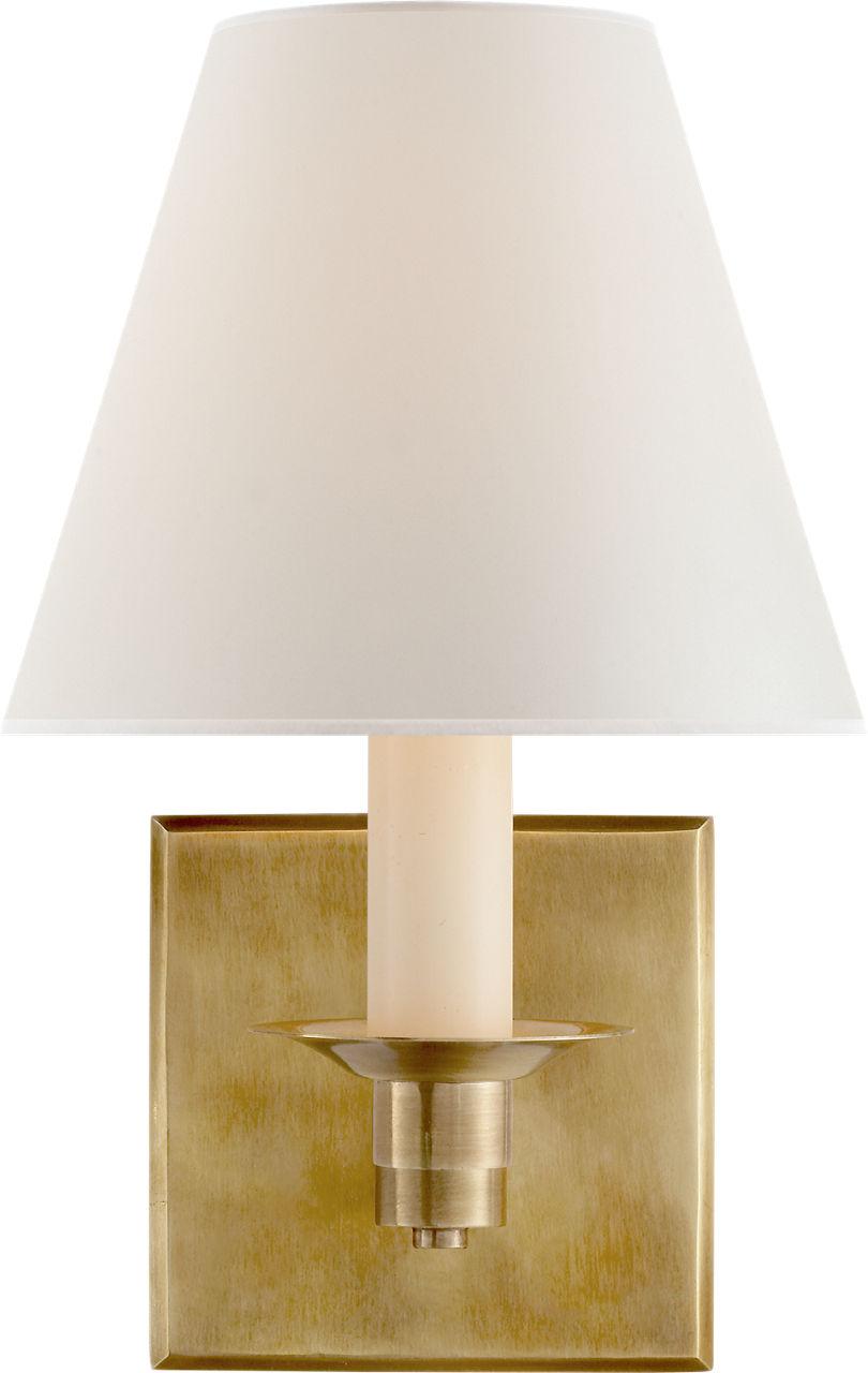 Evans Single Arm Sconce in Natural Brass with Percale Shade