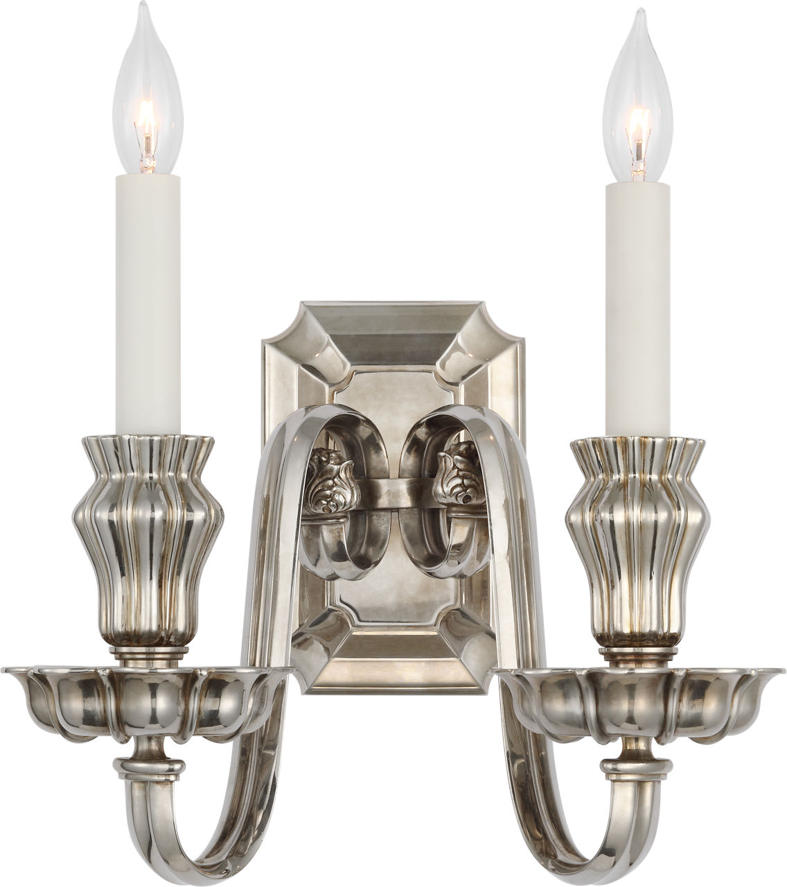 Falaise Double Sconce in Butler's Silver