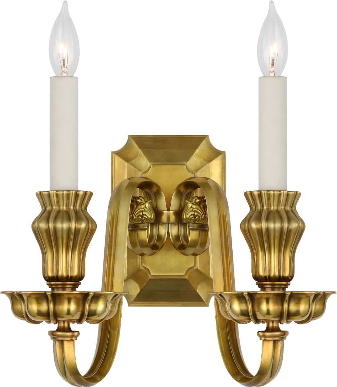 Falaise Double Sconce in Natural Brass
