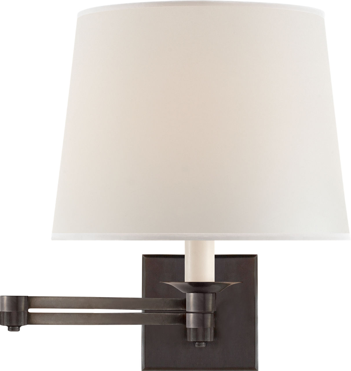 Evans Swing Arm Sconce in Bronze with Percale Shade