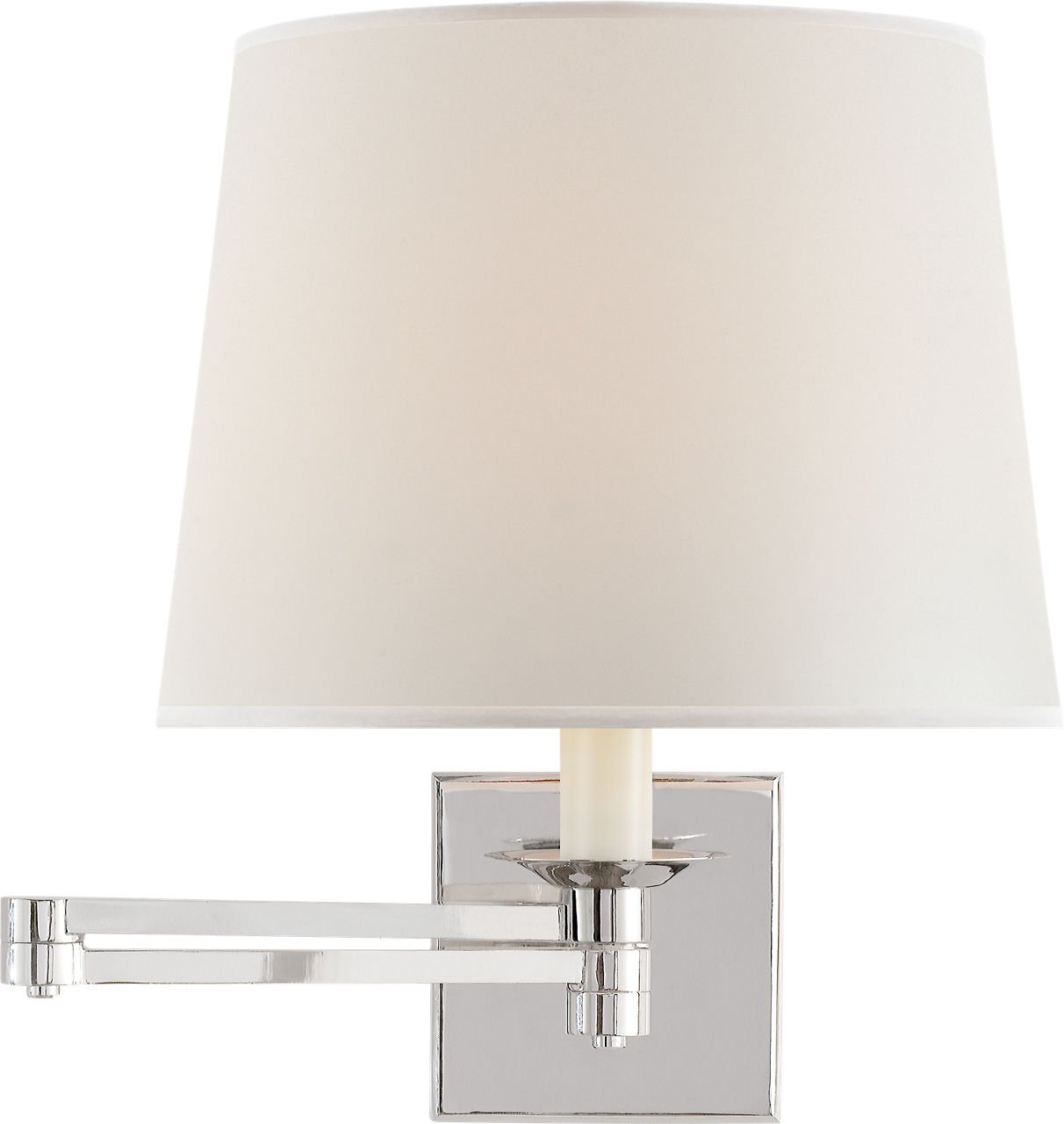 Evans Swing Arm Sconce in Polished Nickel with Percale Shade
