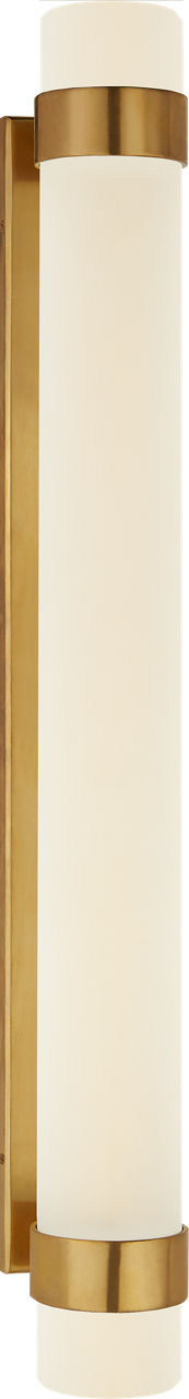 Barton Large Bath Sconce in Natural Brass with Etched Crystal