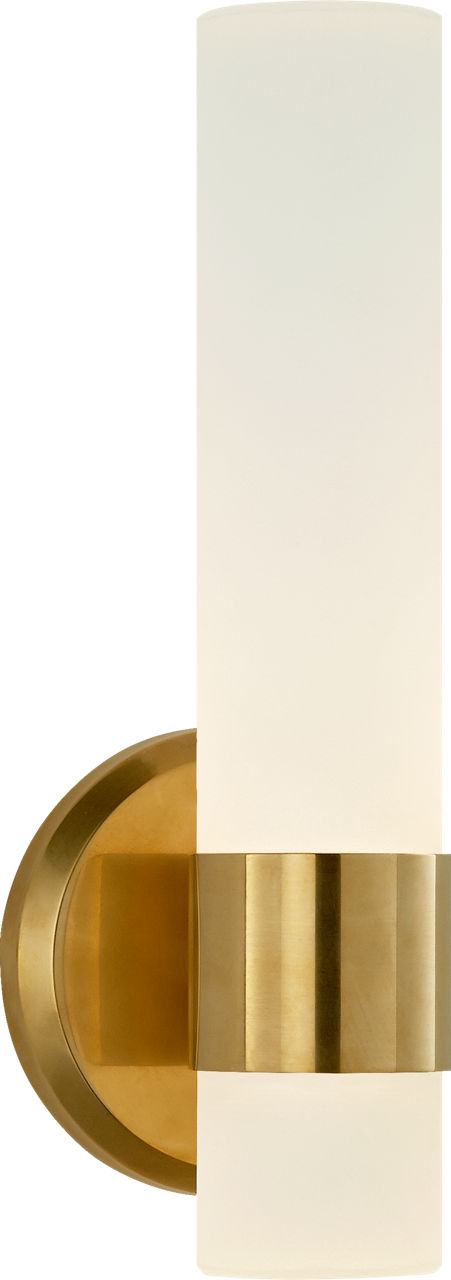 Barton Single Arm Sconce in Natural Brass with Etched Crystal