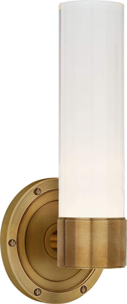 Jones Small Single Sconce in Natural Brass with White Glass