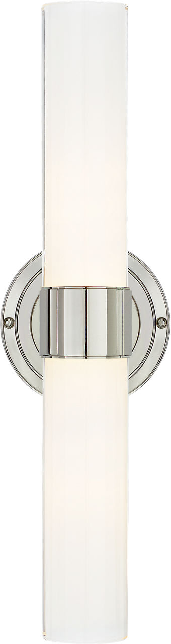 Jones Medium Double Sconce in Polished Nickel with White Glass