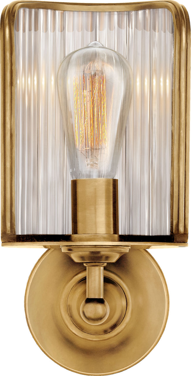 Rivington Shield Sconce in Natural Brass with Ribbed Mirror