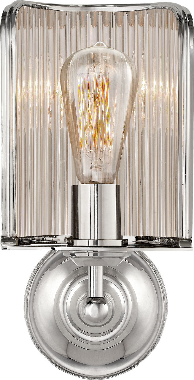 Rivington Shield Sconce in Polished Nickel with Ribbed Mirror