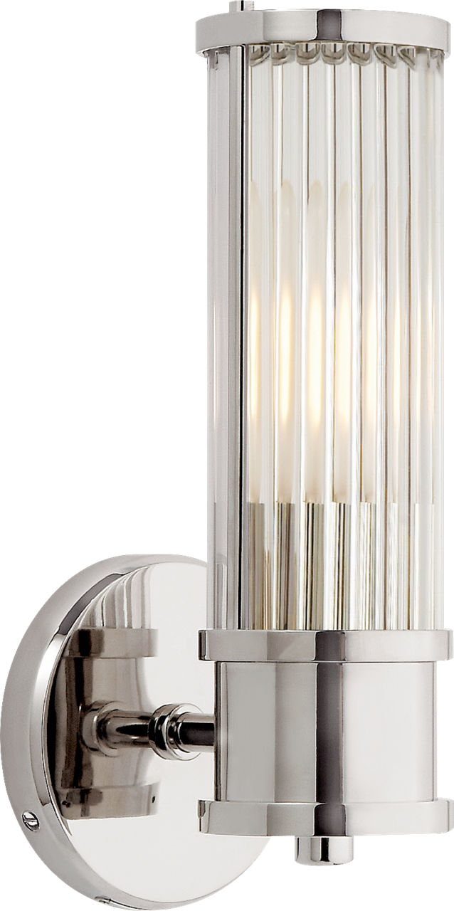 Allen Single Sconce in Polished Nickel and Glass Rods