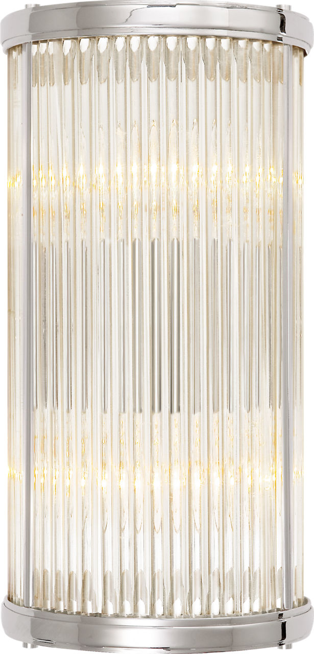 Allen Small Linear Sconce in Polished Nickel and Glass Rods
