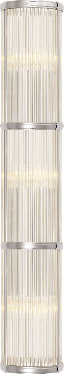 Allen Large Linear Sconce in Polished Nickel and Glass Rods