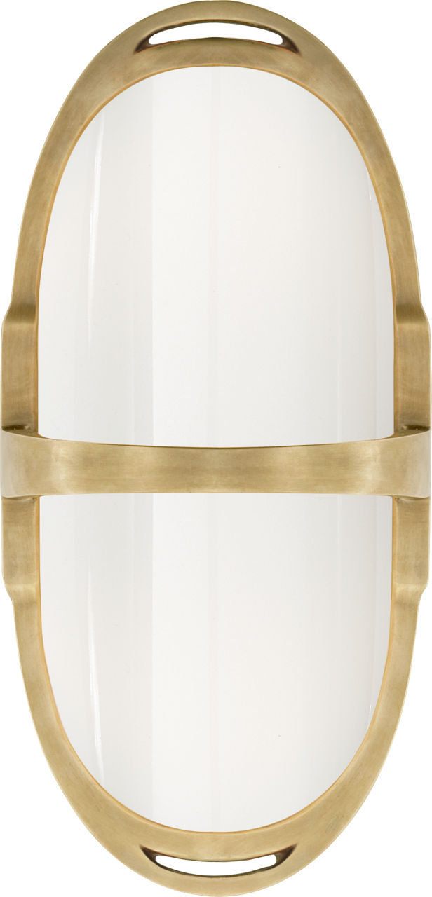 Westbury Double Sconce in Natural Brass with White Glass