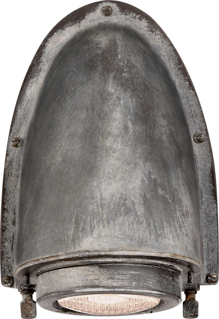 Grant Small Sconce in Weathered Zinc with Industrial Prismatic Glass