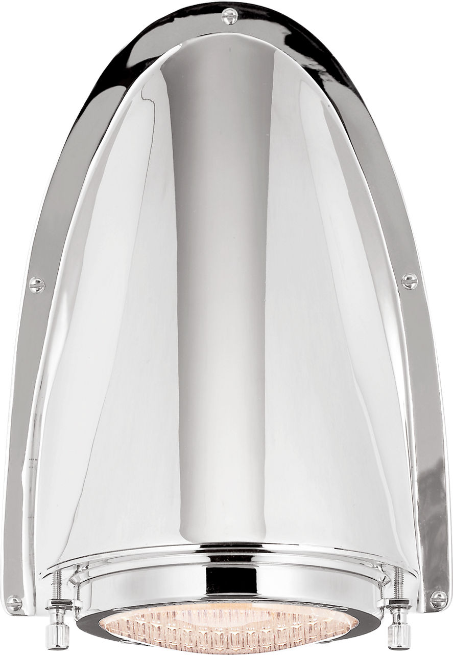 Grant Large Sconce in Polished Nickel with Industrial Prismatic Glass