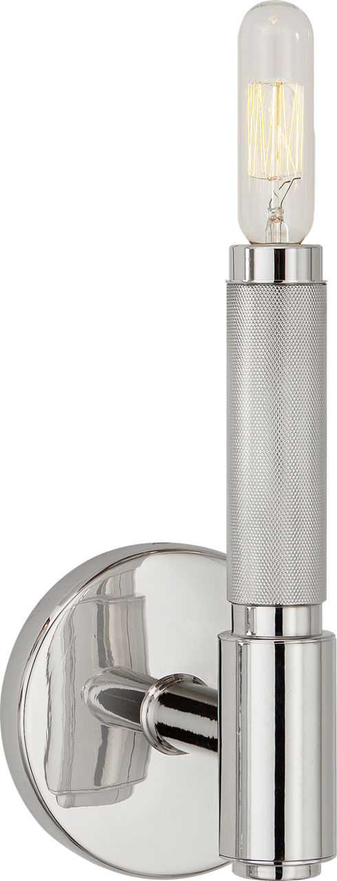 Barrett Small Single Knurled Sconce in Polished Nickel