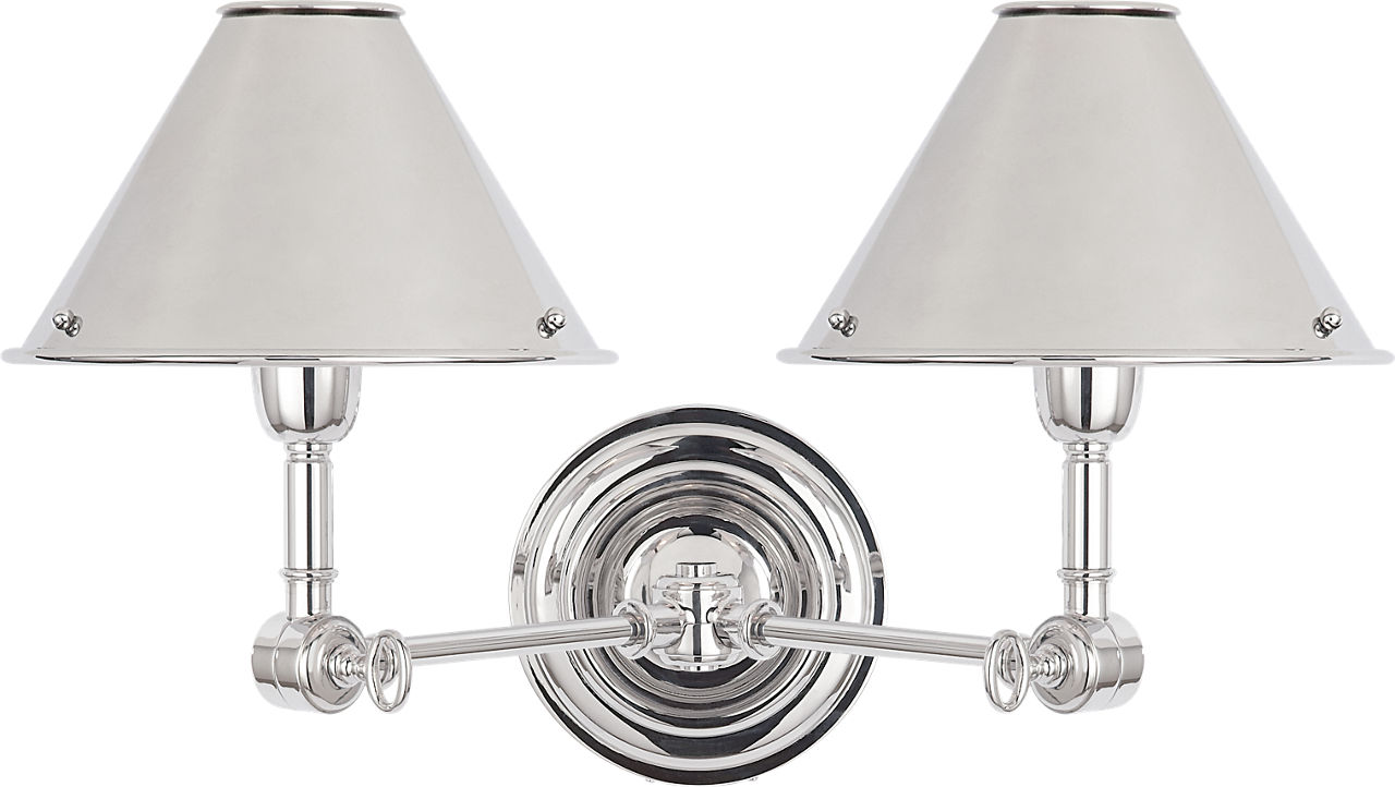 Anette Double Sconce in Polished Nickel
