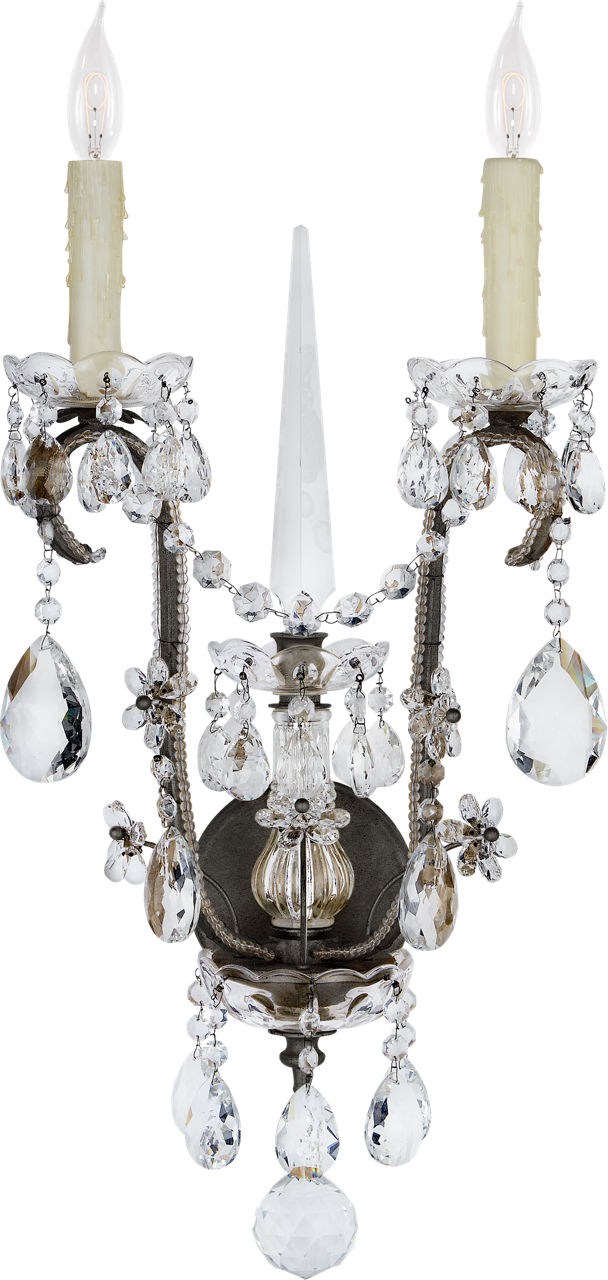 Alessandra Large Chandelier Sconce in Antiqued Gild with Crystal