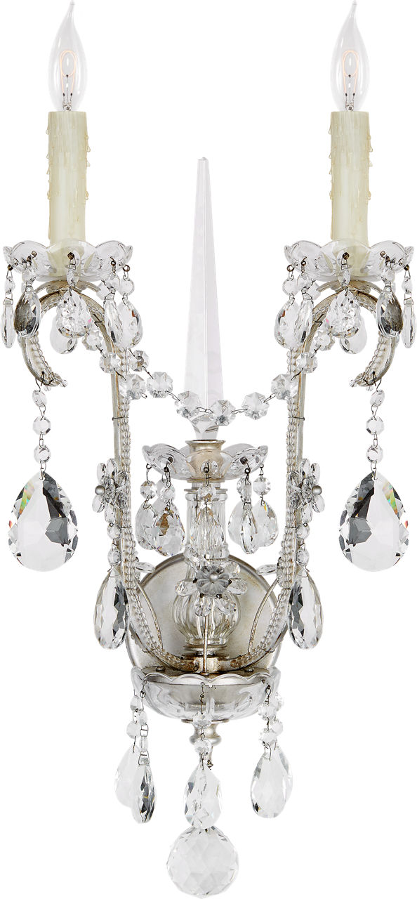Alessandra Large Chandelier Sconce in Antique Silver Leaf with Crystal