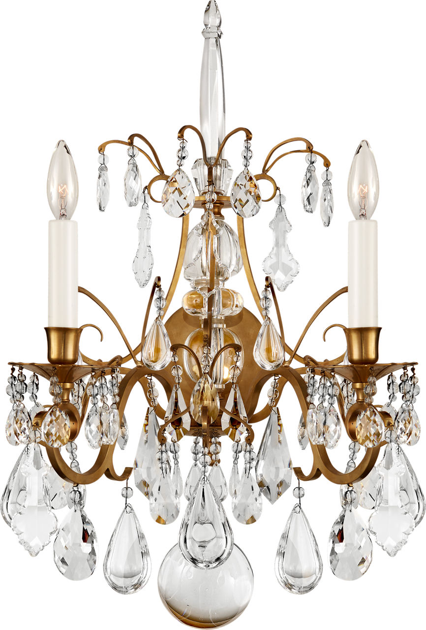 Antoinette Large Sconce in Natural Brass and Crystal