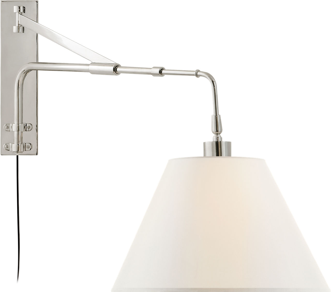 Brompton Extension Swing Arm in Polished Nickel with Linen Shade