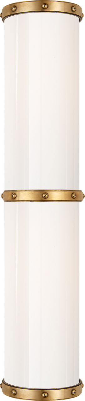 Bleeker Double Bath Sconce in Natural Brass with White Glass