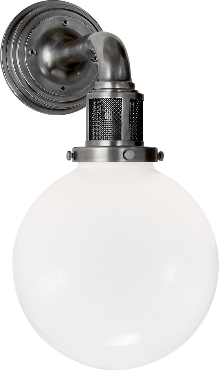 McCarren Single Sconce in Bronze with White Glass