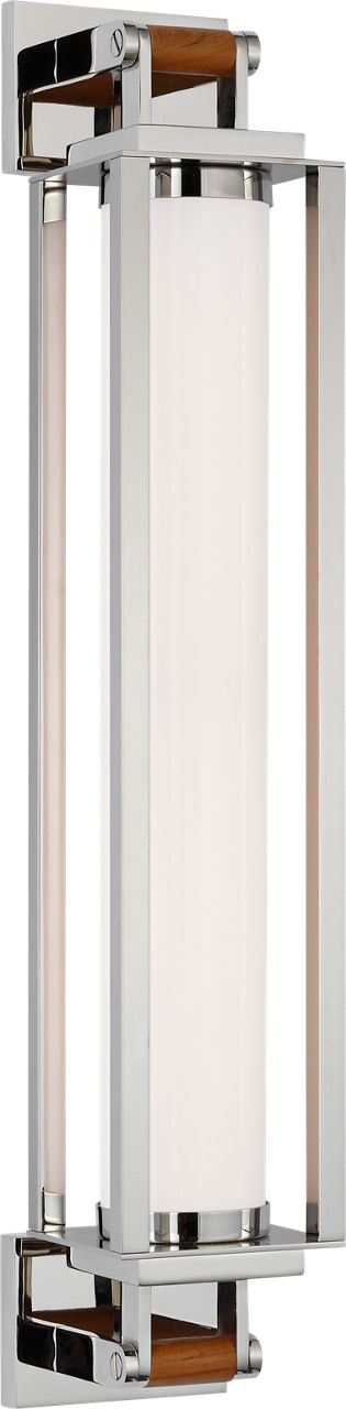 Northport 24" Linear Sconce in Polished Nickel and Teak with White Glass