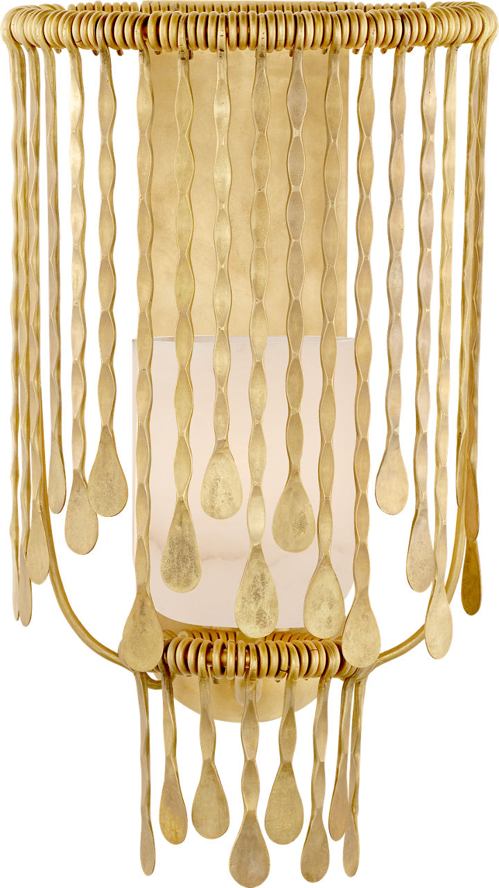 Kayla Medium Sculpted Sconce in Natural Brass with Alabaster