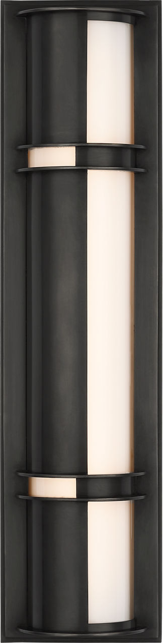 Strever 18" Shielded Sconce in Bronze with White Glass