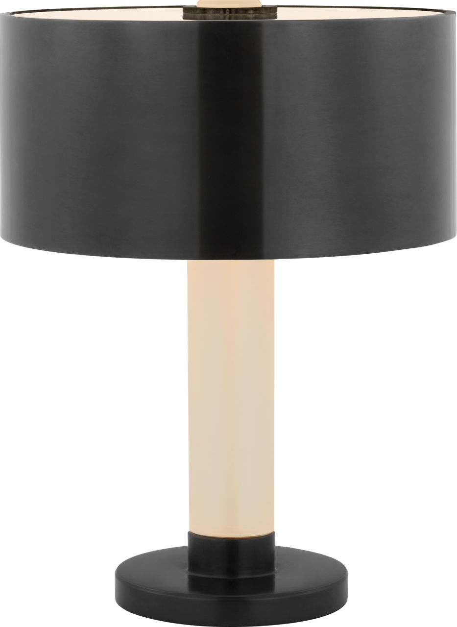 Barton Desk Lamp in Bronze and Etched Crystal with Bronze Shade