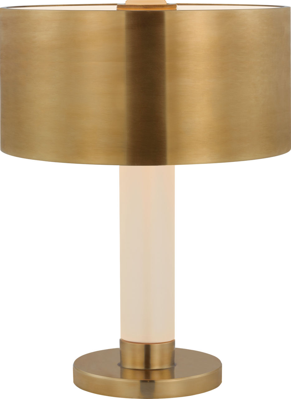 Barton Desk Lamp in Natural Brass and Etched Crystal with Natural Brass Shade