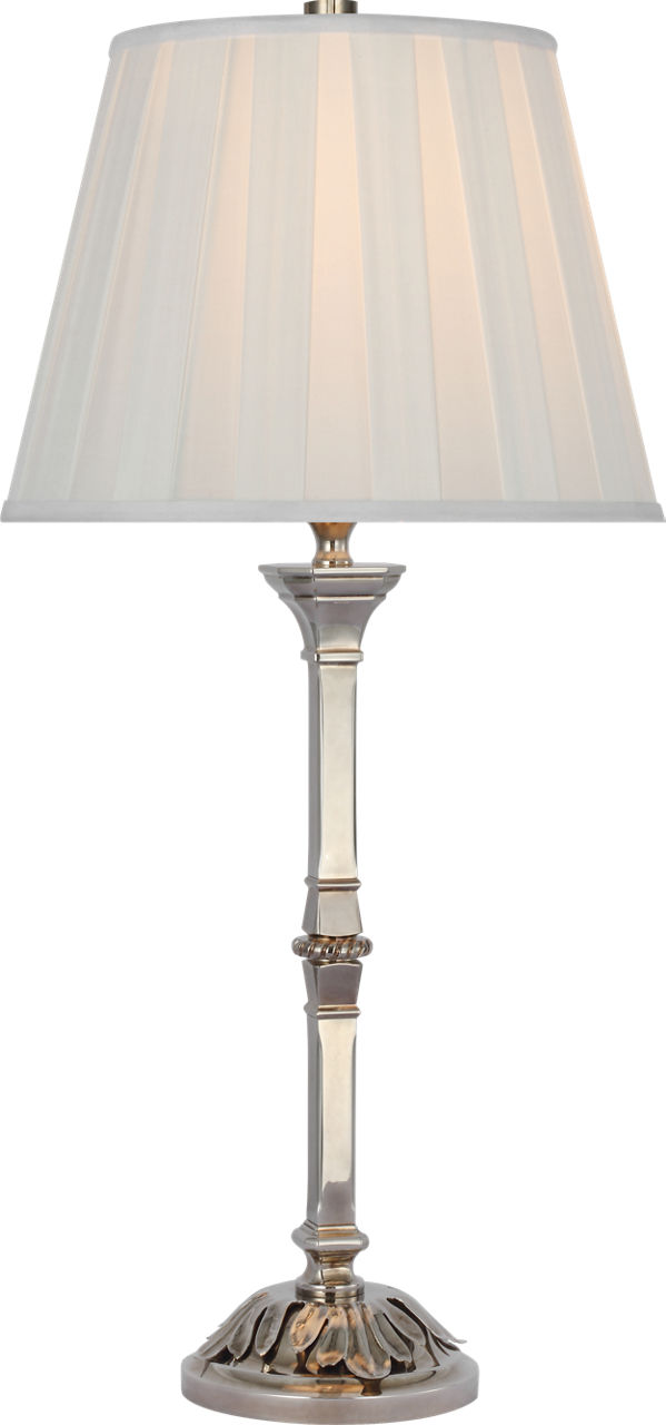 Doris Medium Table Lamp in Butler's Silver with Silk Box Pleat Shade