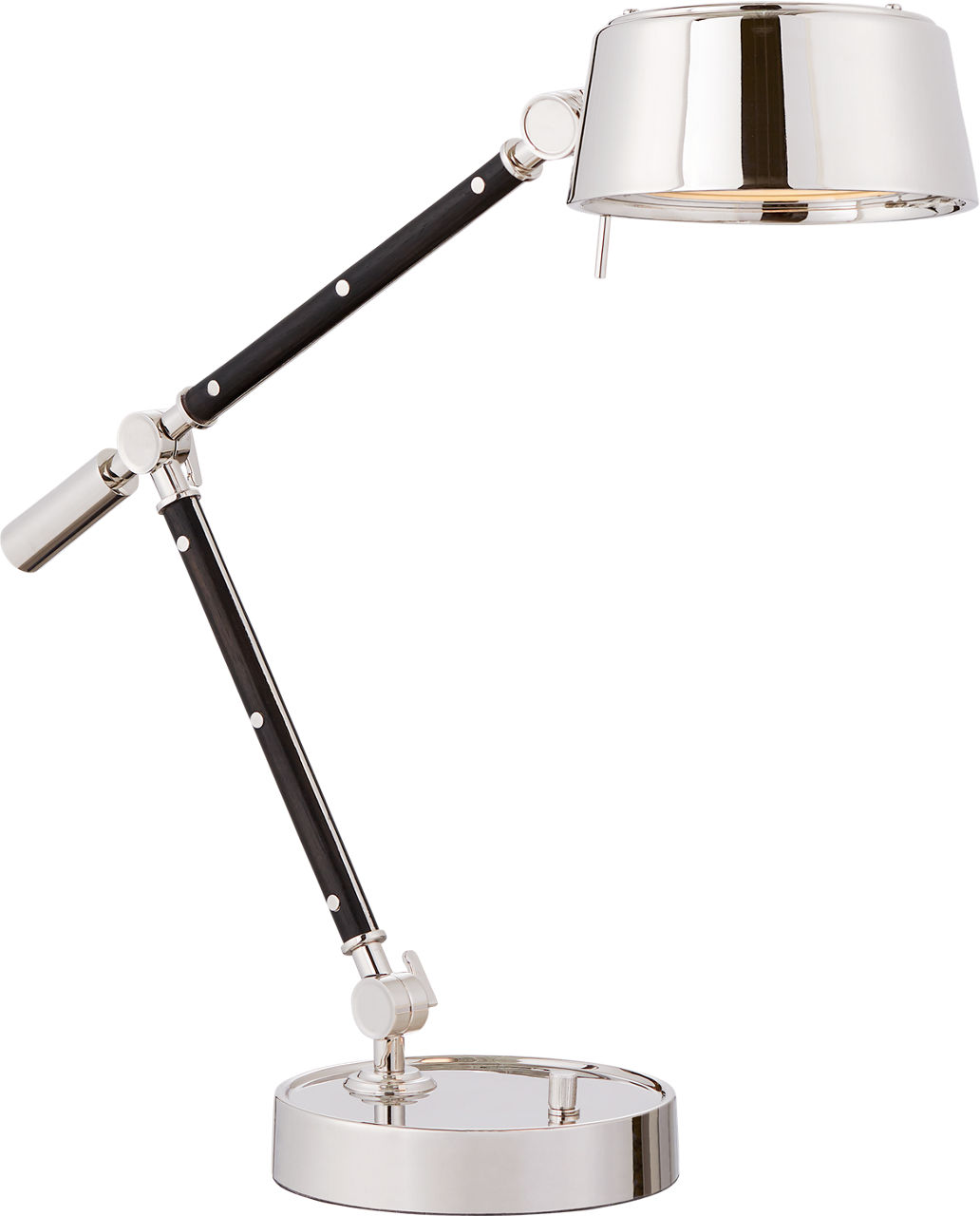 Alaster Task Lamp in Polished Nickel and Black Ebony