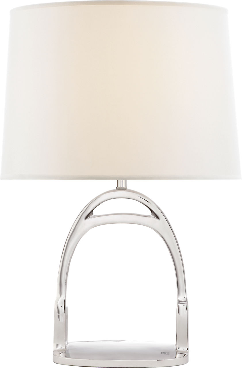 Westbury Table Lamp in Polished Nickel with Linen Shade