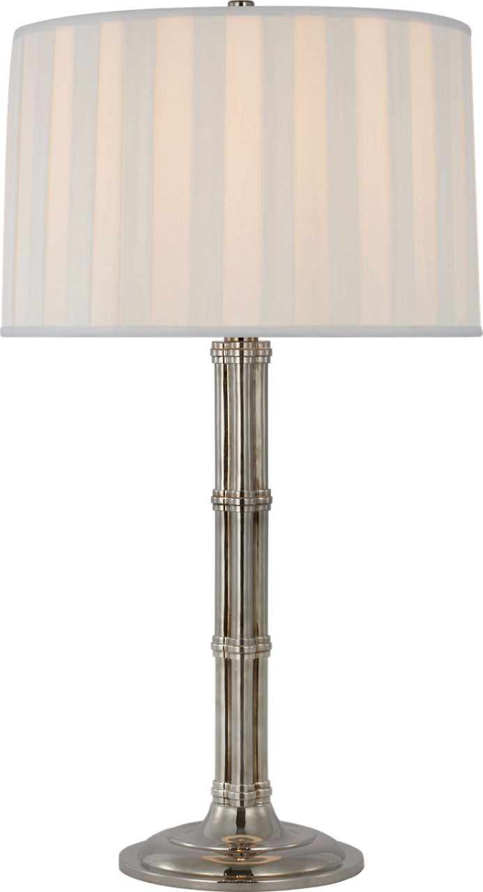 Downing Large Table Lamp in Butler's Silver with Silk Box Pleat Shade