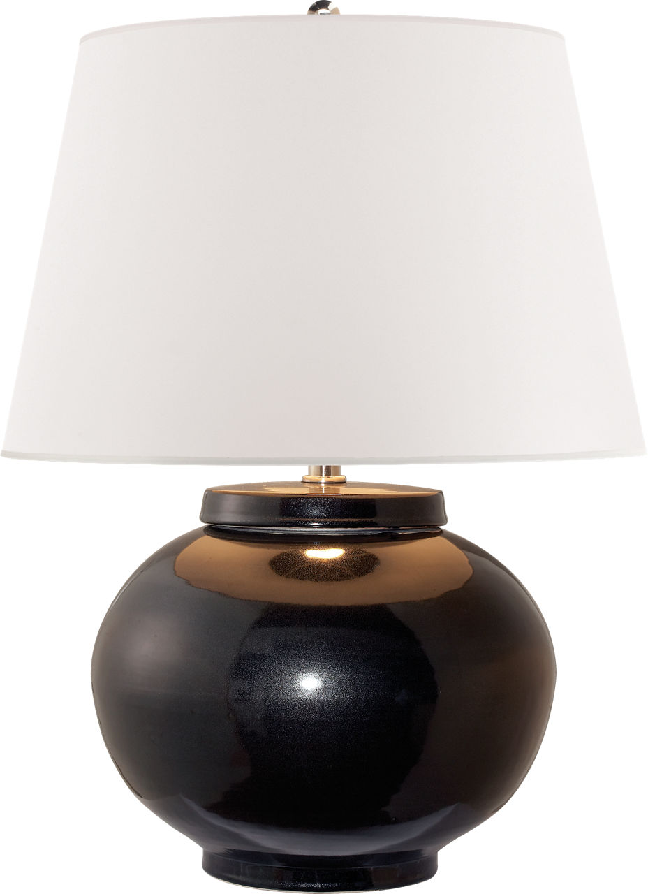 Carter Small Table Lamp in Black Porcelain with White Paper Shade