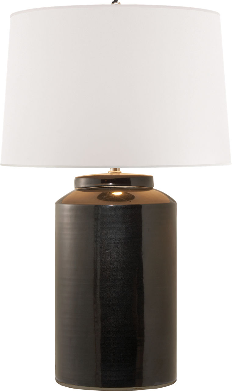 Carter Large Table Lamp in Black Porcelain with White Paper Shade