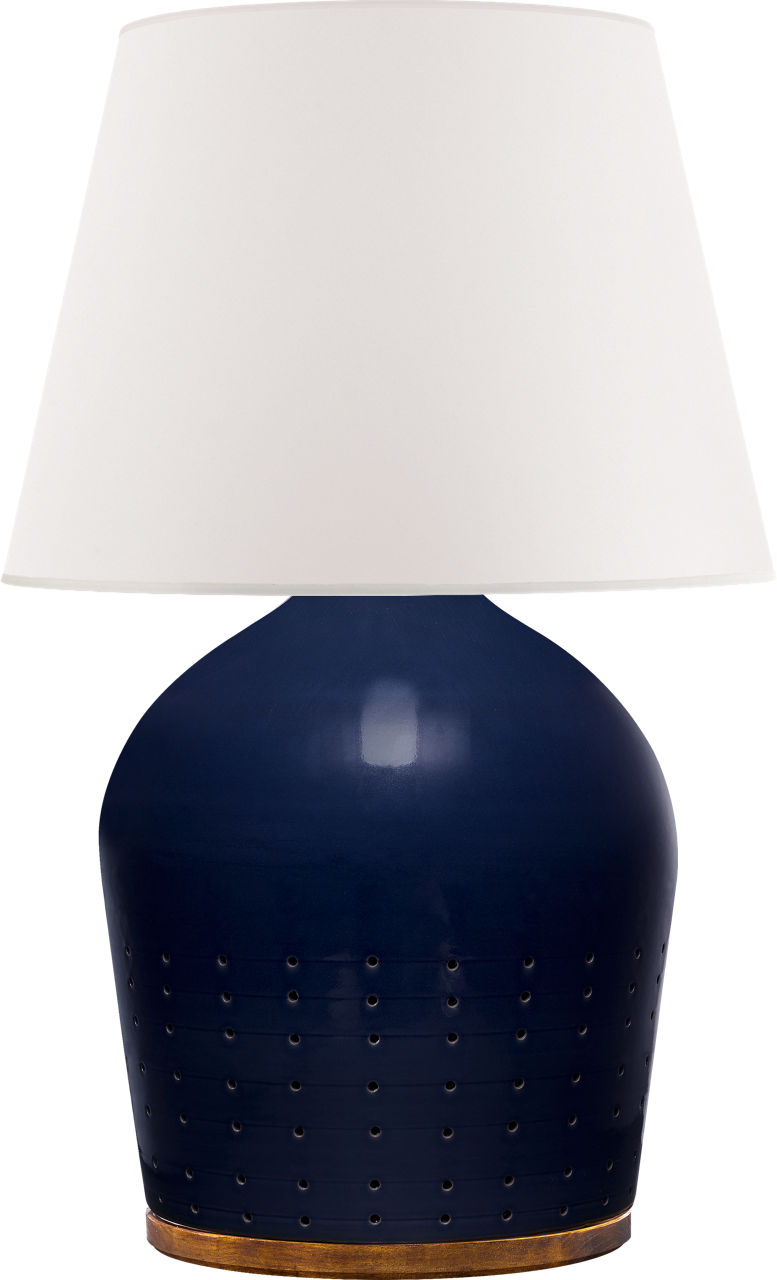 Halifax Small Table Lamp in Blue Ceramic with White Paper Shade