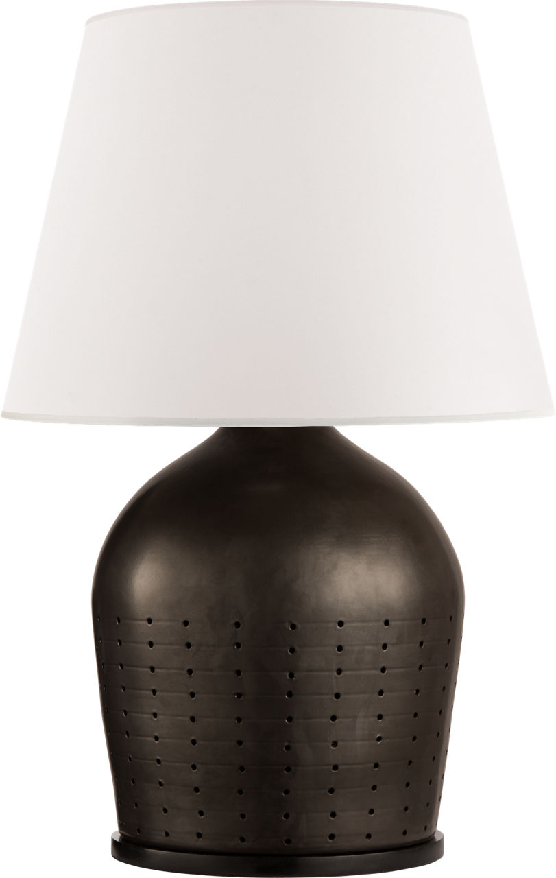 Halifax Large Table Lamp in Black Ceramic with White Paper Shade