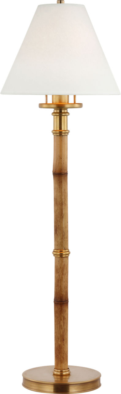 Dalfern Desk Lamp in Waxed Bamboo and Natural Brass with White Parchment Shade