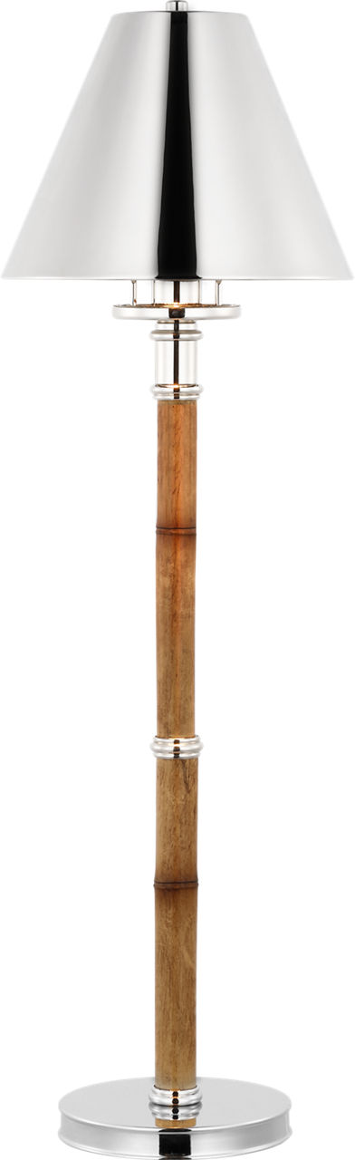 Dalfern Desk Lamp in Waxed Bamboo and Polished Nickel with Polished Nickel Shade