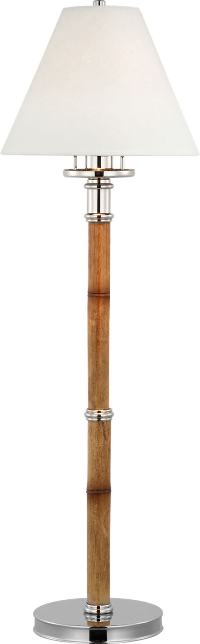 Dalfern Desk Lamp in Waxed Bamboo and Polished Nickel with White Parchment Shade