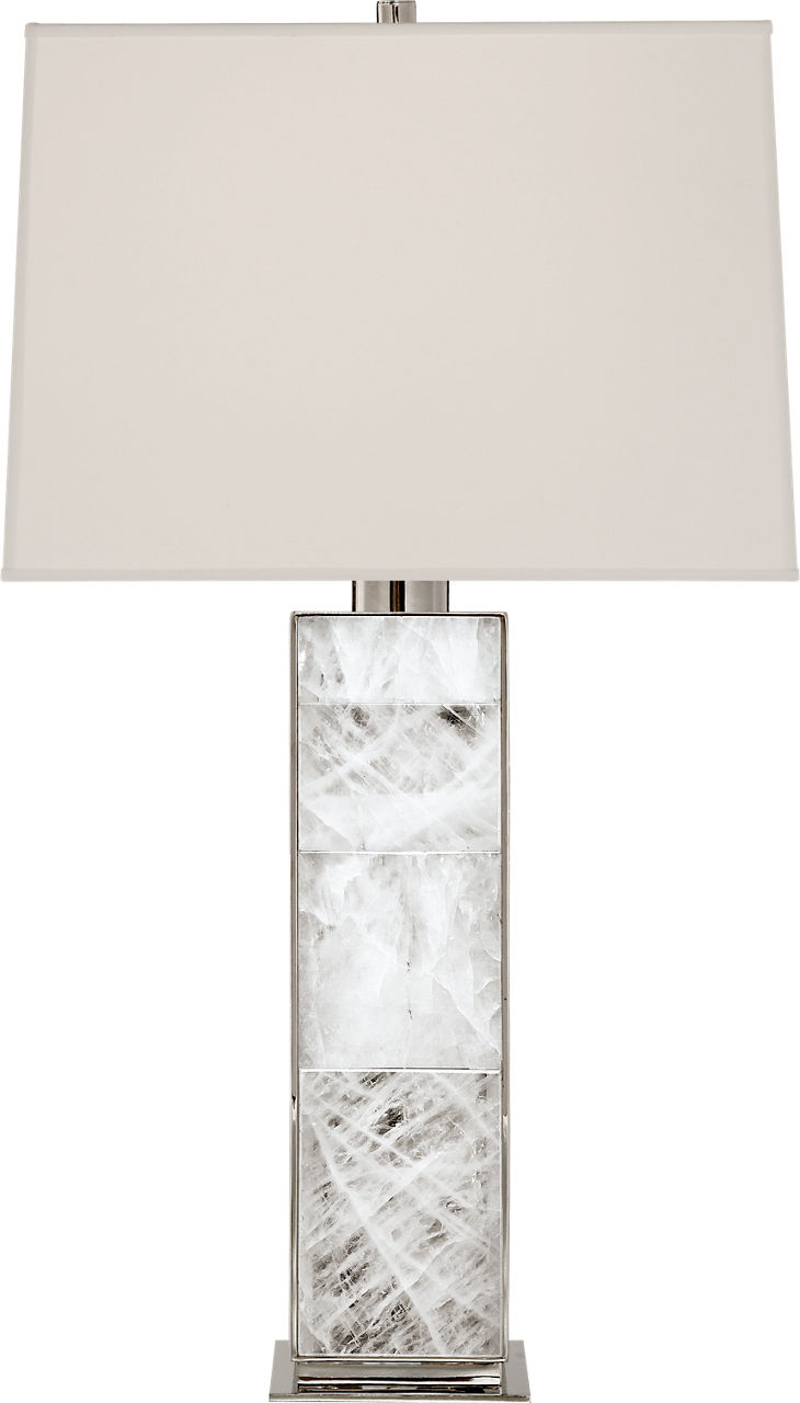 Ellis Table Lamp in Polished Nickel and Quartz with Percale Shade
