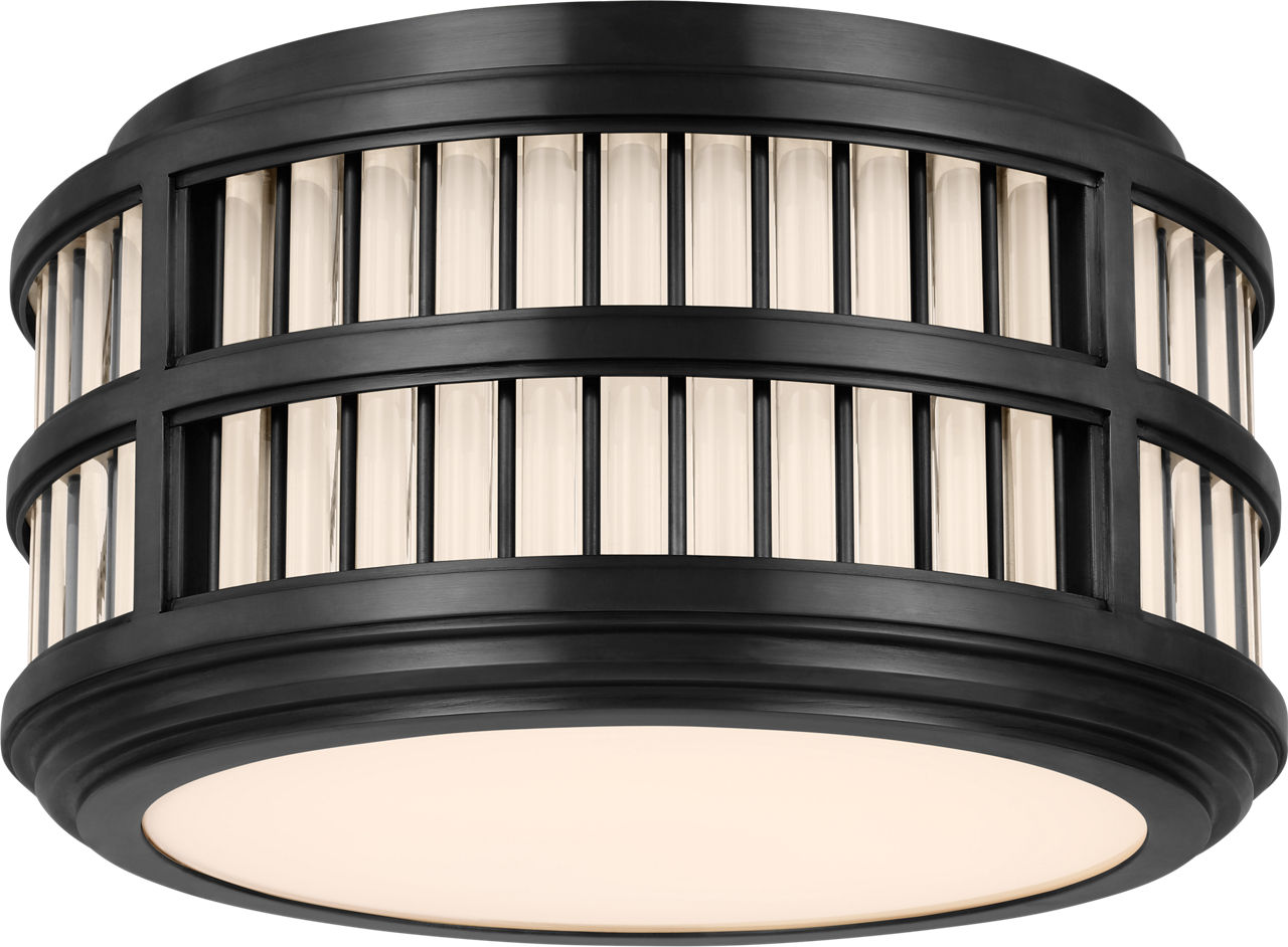 Perren 12" Flush Mount in Bronze and Glass Rods