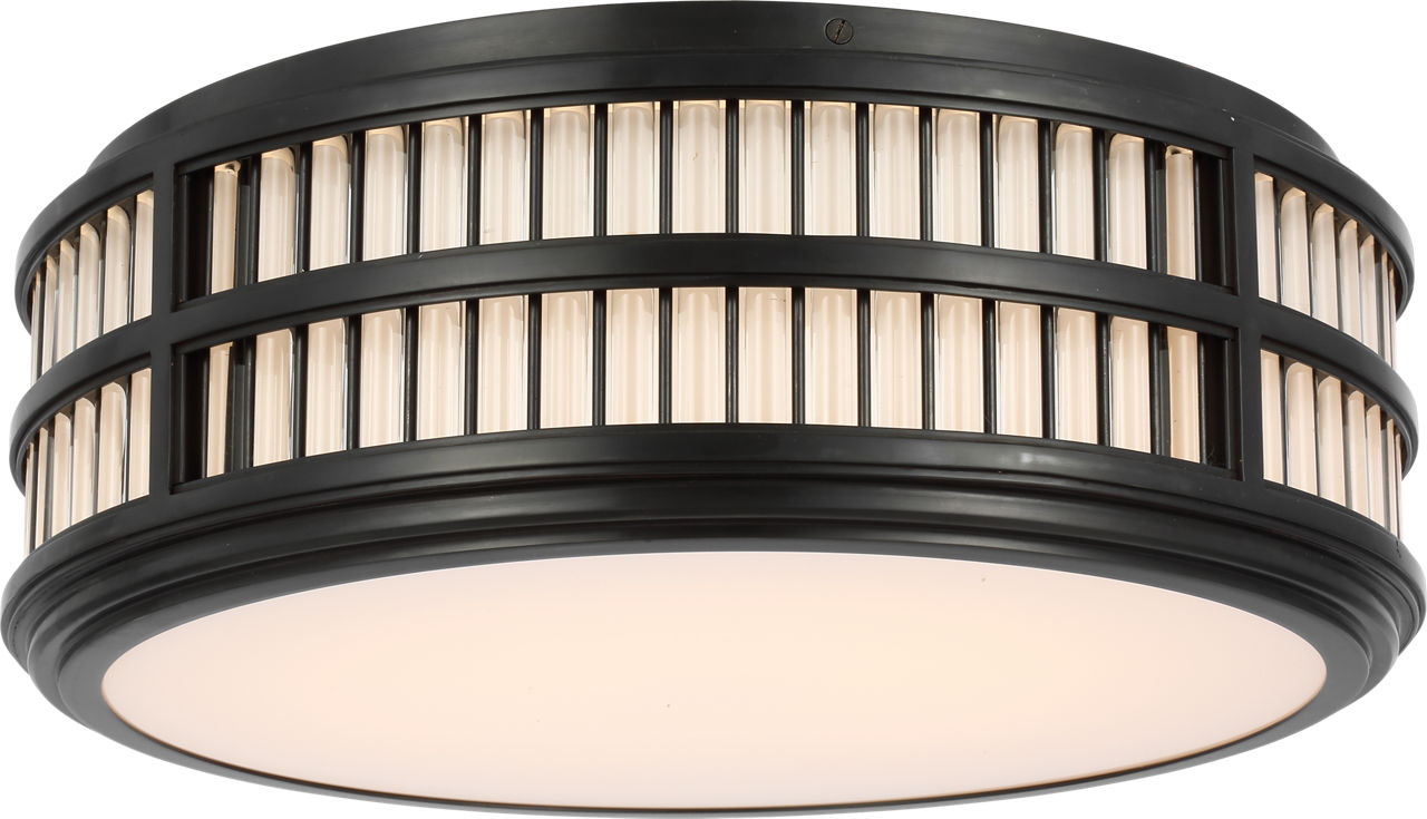 Perren 18" Flush Mount in Bronze and Glass Rods