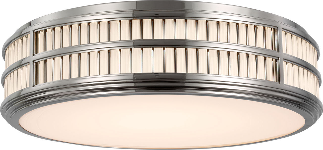 Perren 24" Flush Mount in Polished Nickel and Glass Rods