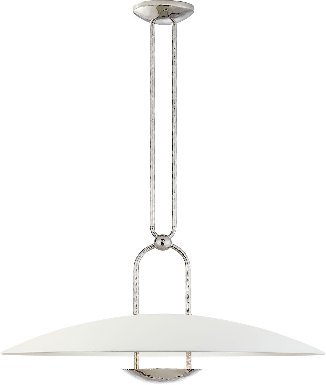Cara Large Sculpted Pendant in Polished Nickel with Plaster White Shade