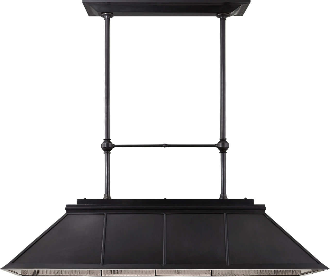 Rivington Large Billiard Chandelier in Bronze with Antiqued Ribbed Mirror