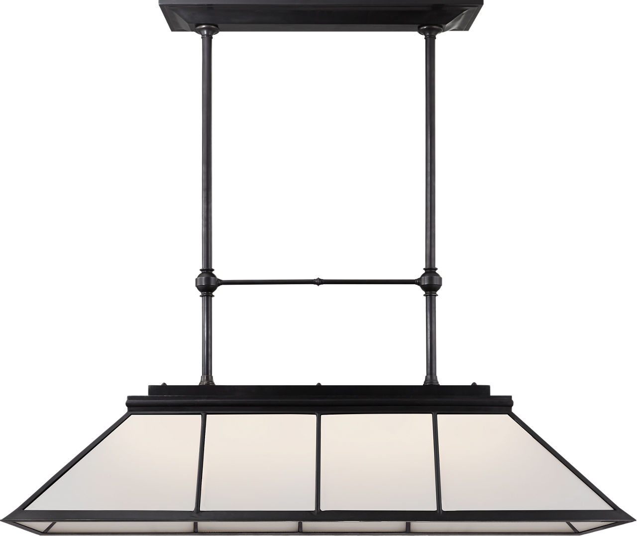 Rivington Large Billiard Chandelier in Bronze with White Glass